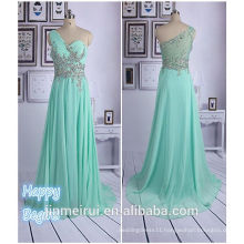 Chiffon Crystal Prom Dress Beaded Long Prom Gown Fashion Beaded Rhinestones Back See Through Mint Green Prom Dresses